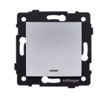 Выключатель кнопочный 1-клавишный 10А/250В с LED подсветкой, изогнутый, серый Kollinger REA-R-013GY для Aspekt, Eleganz, Reflex