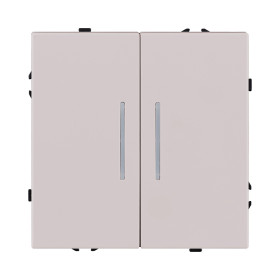 Выключатель 2-клавишный 10А/250В с LED подсветкой, кашемир матовый Kollinger Eclipse EC-010CM