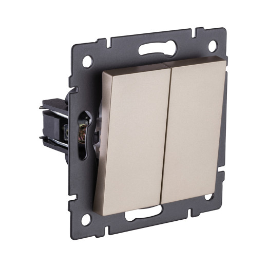 Выключатель 2-клавишный проходной 10А/250В, золотой Kollinger REA-S-009GD для Aspekt, Eleganz, Reflex