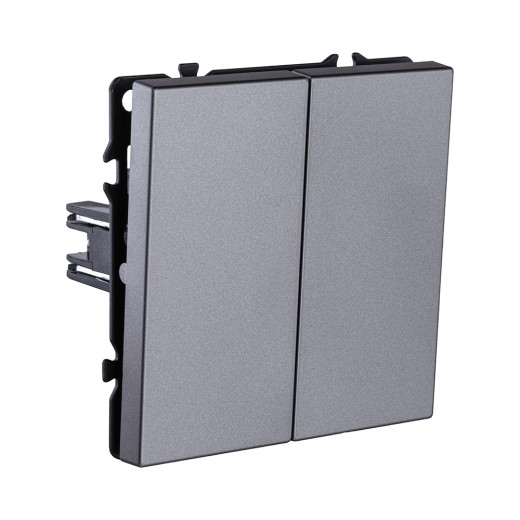 Выключатель 2-клавишный проходной 10А/250В, серый Kollinger Eclipse EC-005GY