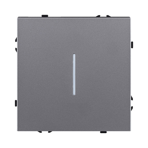 Выключатель 1-клавишный 10А/250В с LED подсветкой, серый Kollinger Eclipse EC-007GY