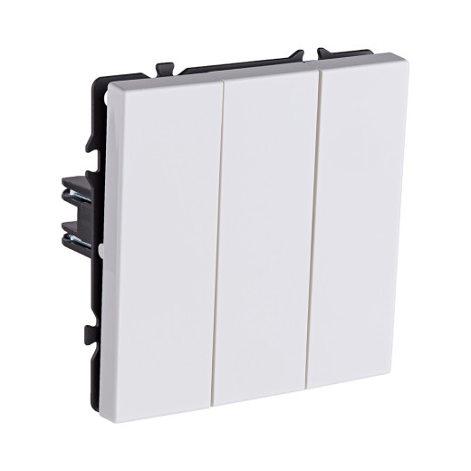 Трехклавишный выключатель 10А/250В Белый глянцевый Kollinger Eclipse EC-710WG