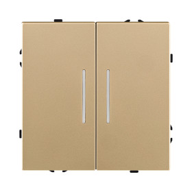 Выключатель 2-клавишный 10А/250В с LED подсветкой, золотой Kollinger Eclipse EC-010GD
