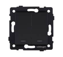 Выключатель 2-клавишный 10А/250В с LED подсветкой, черный матовый Kollinger REA-S-008BM для Aspekt, Eleganz, Reflex