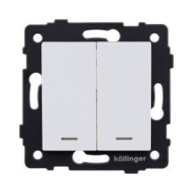 Выключатель 2-клавишный проходной 10А/250В с LED подсветкой, белый матовый Kollinger REA-S-010WM для Aspekt, Eleganz, Reflex