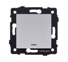 Выключатель 1-клавишный проходной 10А/250В с LED подсветкой, серый Kollinger REA-S-004GY для Aspekt, Eleganz, Reflex