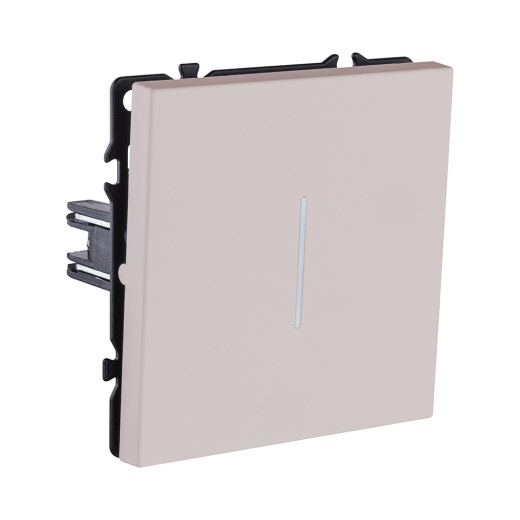 Выключатель кнопочный 1-клавишный 10А/250В с LED подсветкой, кашемир матовый Kollinger Eclipse EC-012CM