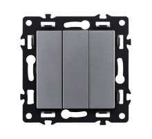 Трехклавишный выключатель 10А/250В Серый Kollinger Asthetik AS-710GY