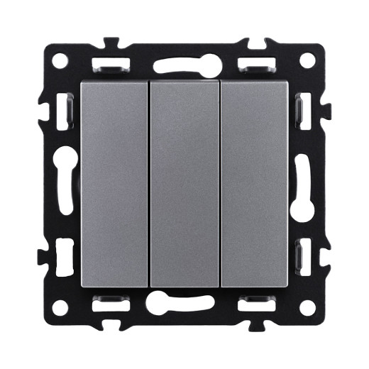 Трехклавишный выключатель 10А/250В Серый Kollinger Asthetik AS-710GY