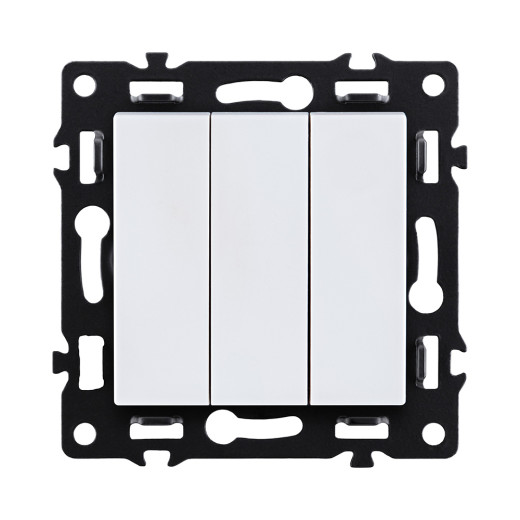 Трехклавишный выключатель 10А/250В Белый Kollinger Asthetik AS-710WH