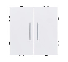 Выключатель 2-клавишный проходной 10А/250В с LED подсветкой, белый матовый Kollinger Eclipse EC-011WH