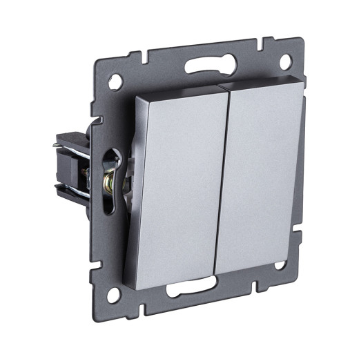 Выключатель 2-клавишный проходной 10А/250В, серый Kollinger REA-S-009GY для Aspekt, Eleganz, Reflex