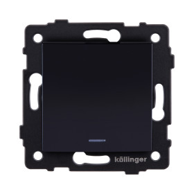 Выключатель 1-клавишный перекрестный 10А/250В с LED подсветкой, изогнутый, черный Kollinger REA-R-015BK для Aspekt, Eleganz, Reflex