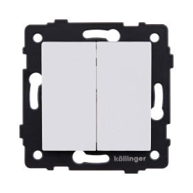 Выключатель 2-клавишный проходной 10А/250В, белый матовый Kollinger REA-S-009WM для Aspekt, Eleganz, Reflex