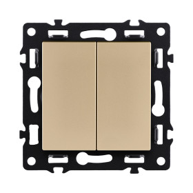 Выключатель кнопочный 2-клавишный 10А/250В, золотой Kollinger Asthetik AS-025GD