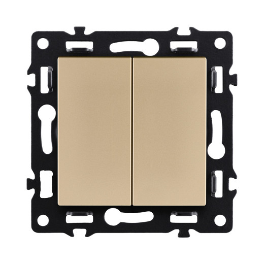 Выключатель кнопочный 2-клавишный 10А/250В, золотой Kollinger Asthetik AS-025GD