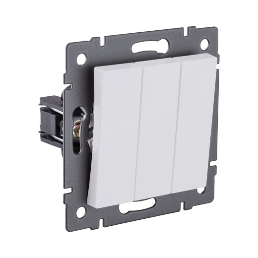 Выключатель 3-клавишный 10А/250В, белый матовый Kollinger REA-S-012WM для Aspekt, Eleganz, Reflex