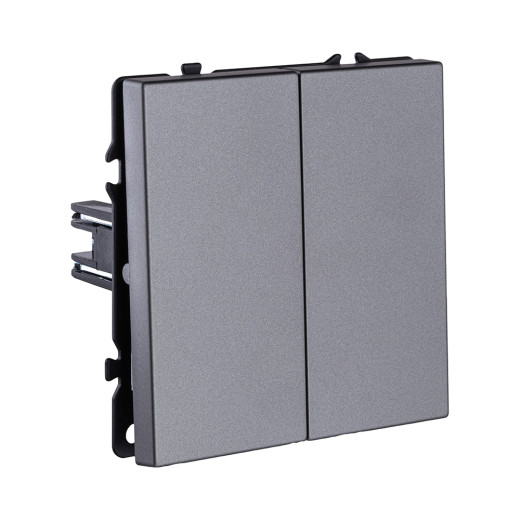 Выключатель кнопочный 2-клавишный 10А/250В, серый Kollinger Eclipse EC-025GY