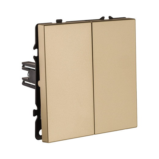 Выключатель кнопочный 2-клавишный 10А/250В, золотой Kollinger Eclipse EC-025GD