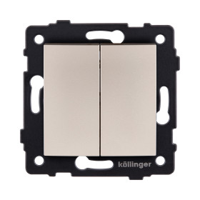 Выключатель 2-клавишный проходной 10А/250В, изогнутый, золотой Kollinger REA-R-009GD для Aspekt, Eleganz, Reflex