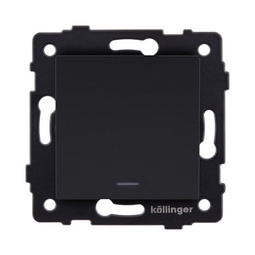 Выключатель 1-клавишный 10А/250В с LED подсветкой, черный матовый Kollinger REA-S-002BM для Aspekt, Eleganz, Reflex