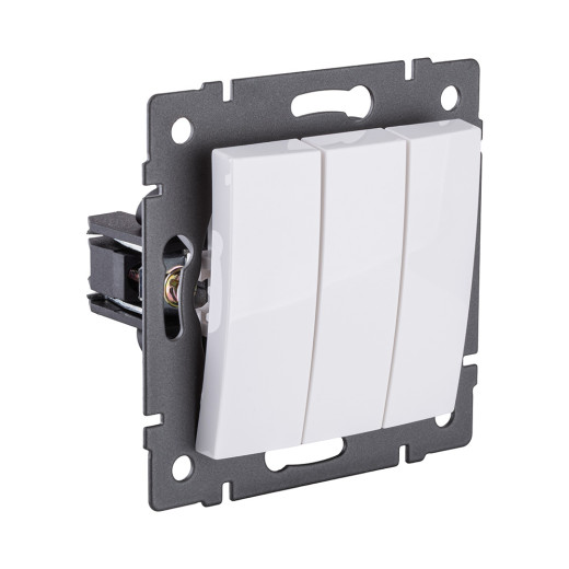 Выключатель 3-клавишный 10А/250В, изогнутый, белый Kollinger REA-R-012WH для Aspekt, Eleganz, Reflex