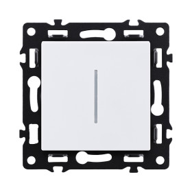 Выключатель кнопочный 1-клавишный 10А/250В с LED подсветкой, белый Kollinger Asthetik AS-012WH