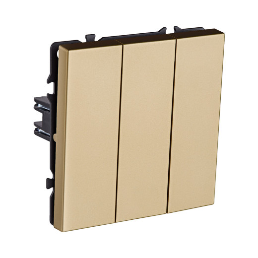 Трехклавишный выключатель 10А/250В Золотой Kollinger Eclipse EC-710GD