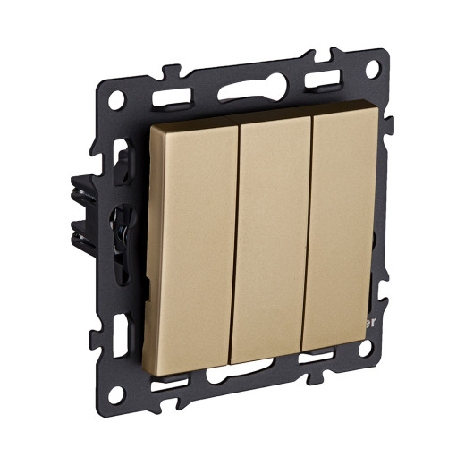 Трехклавишный выключатель 10А/250В Золотой Kollinger Asthetik AS-710GD