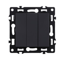 Трехклавишный выключатель 10А/250В Черный Kollinger Asthetik AS-710BK