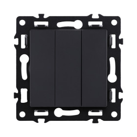 Трехклавишный выключатель 10А/250В Черный Kollinger Asthetik AS-710BK