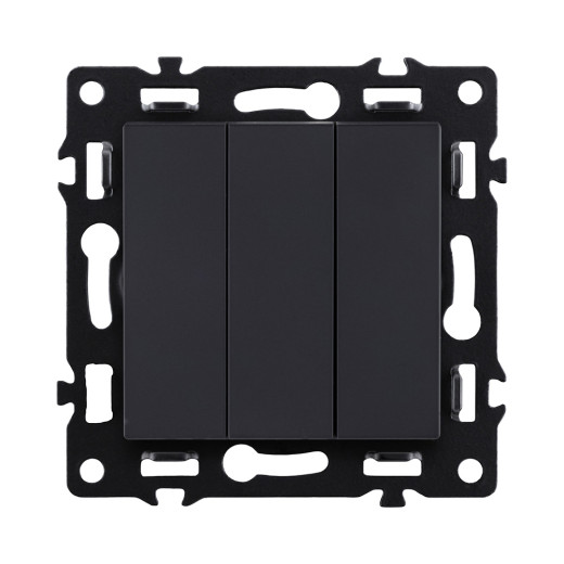 Трехклавишный выключатель 10А/250В Черный Kollinger Asthetik AS-710BK