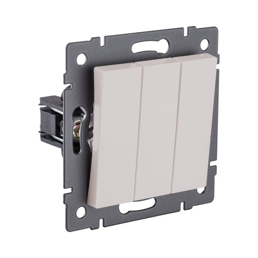 Выключатель 3-клавишный 10А/250В, кашемир матовый Kollinger REA-S-012CM для Aspekt, Eleganz, Reflex