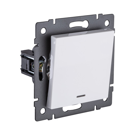 Выключатель 1-клавишный проходной 10А/250В с LED подсветкой, белый Kollinger REA-S-004WH для Aspekt, Eleganz, Reflex