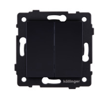 Выключатель 2-клавишный проходной 10А/250В, черный Kollinger REA-S-009BK для Aspekt, Eleganz, Reflex