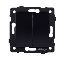 Выключатель 2-клавишный 10А/250В, изогнутый, черный Kollinger REA-R-007BK для Aspekt, Eleganz, Reflex