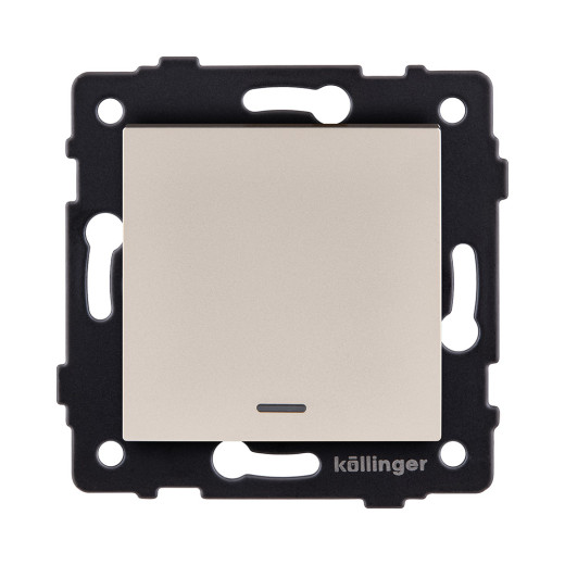 Выключатель 1-клавишный проходной 10А/250В с LED подсветкой, золотой Kollinger REA-S-004GD для Aspekt, Eleganz, Reflex