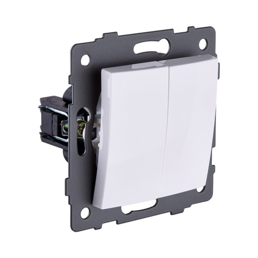 Выключатель 2-клавишный 10А/250В, изогнутый, белый Kollinger REA-R-007WH для Aspekt, Eleganz, Reflex