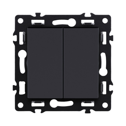 Выключатель 2-клавишный 10А/250В, черный Kollinger Asthetik AS-004BK