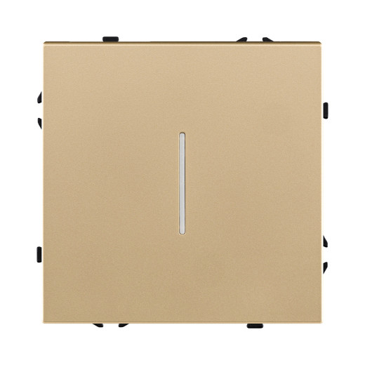 Выключатель кнопочный 1-клавишный 10А/250В с LED подсветкой, золотой Kollinger Eclipse EC-012GD