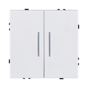 Выключатель 2-клавишный 10А/250В с LED подсветкой, белый глянцевый Kollinger Eclipse EC-010WG