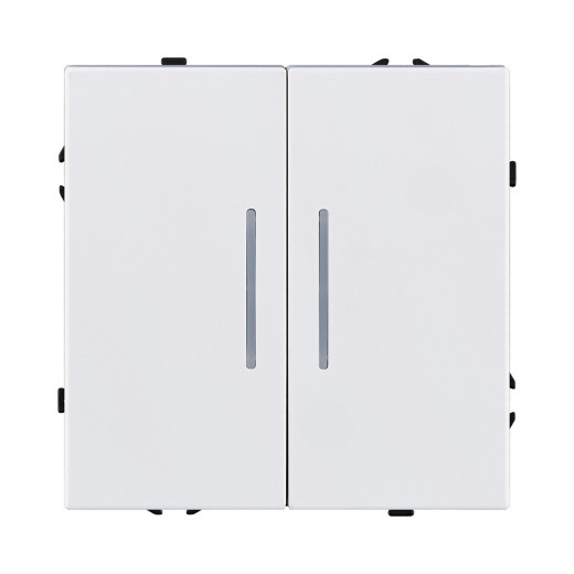 Выключатель 2-клавишный 10А/250В с LED подсветкой, белый глянцевый Kollinger Eclipse EC-010WG
