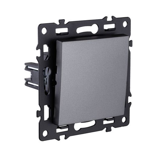 Выключатель 1-клавишный проходной 10А/250В, серый Kollinger Asthetik AS-002GY