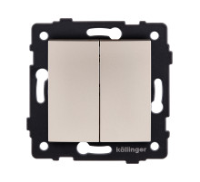 Выключатель 2-клавишный 10А/250В, изогнутый, золотой Kollinger REA-R-007GD для Aspekt, Eleganz, Reflex