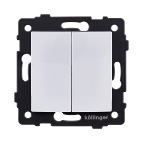 Выключатель 2-клавишный проходной 10А/250В, изогнутый, белый Kollinger REA-R-009WH для Aspekt, Eleganz, Reflex