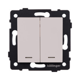 Выключатель 2-клавишный 10А/250В с LED подсветкой, кашемир матовый Kollinger REA-S-008CM для Aspekt, Eleganz, Reflex