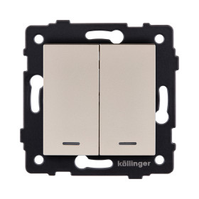 Выключатель 2-клавишный 10А/250В с LED подсветкой, золотой Kollinger REA-S-008GD для Aspekt, Eleganz, Reflex