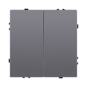 Выключатель 2-клавишный проходной 10А/250В, серый Kollinger Eclipse EC-005GY