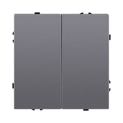 Выключатель 2-клавишный проходной 10А/250В, серый Kollinger Eclipse EC-005GY