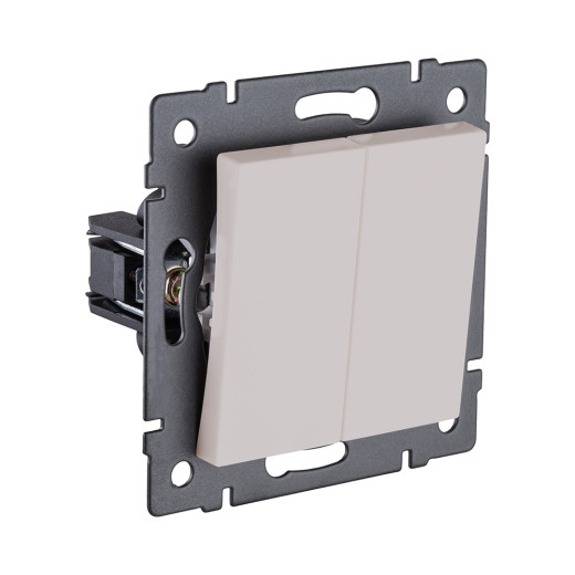 Выключатель 2-клавишный 10А/250В, кашемир матовый Kollinger REA-S-007CM для Aspekt, Eleganz, Reflex